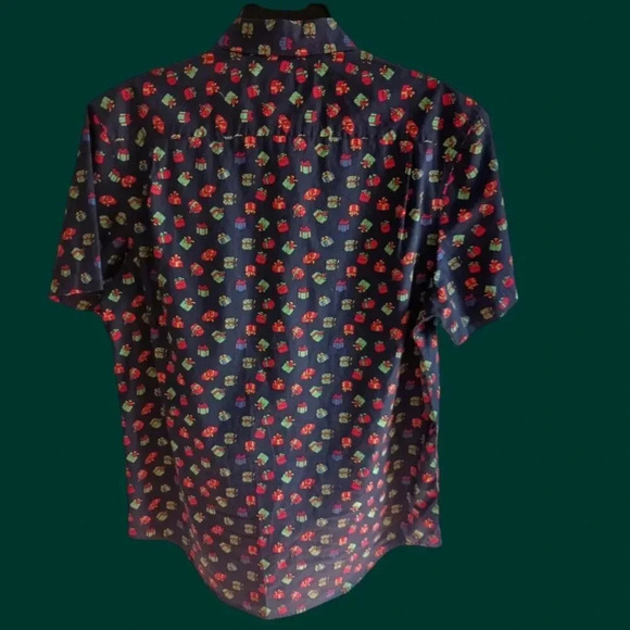 Original Penguin Short Sleeve Button-Up Shirt Gift Print size medium navy blue - Picture 2 of 16